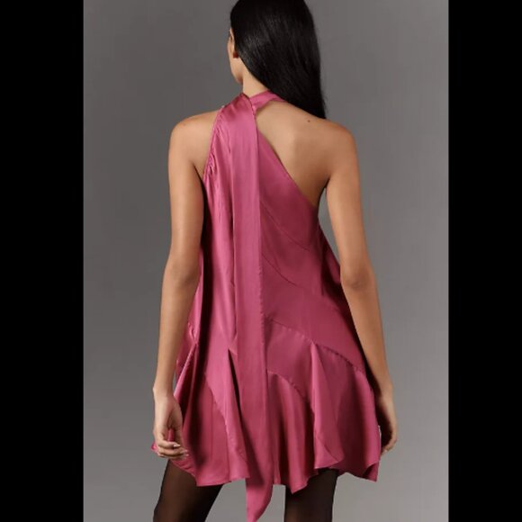 Brand New By Anthropologie Asymmetrical Halter Mini Dress - Picture 2 of 8
